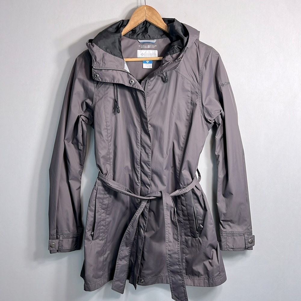 Columbia Omni-Shield Advanced Repellency Hooded Rain Trench Coat size M
